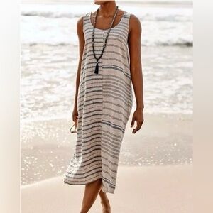 J. Jill Striped Maxi Dress in Cream and Black